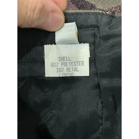 Vintage Metallic Pencil Skirt Purple Gold Size 8 Polyester Shimmer Career Office - Picture 6 of 10